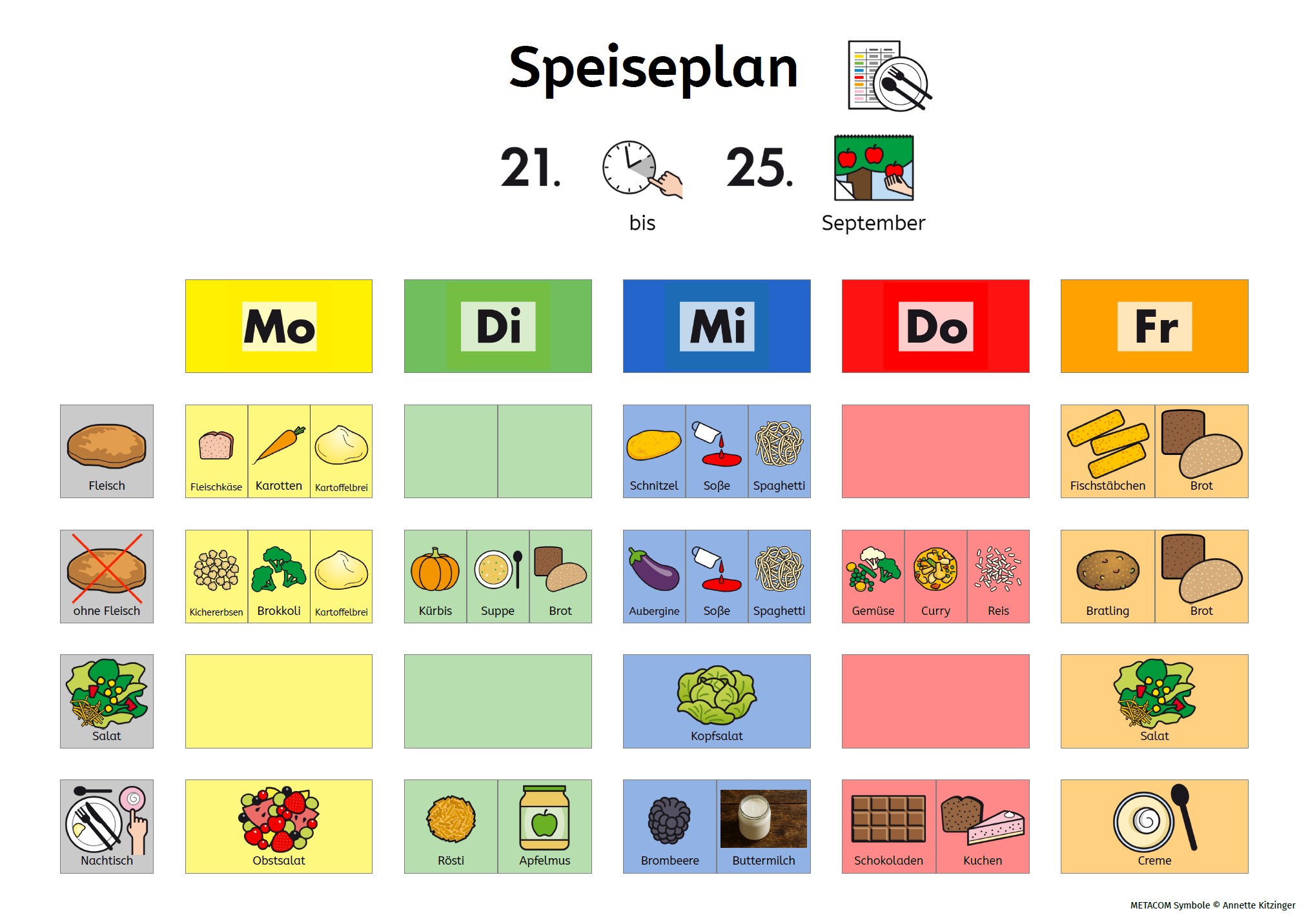 Speiseplan KW39 mit Symbolen